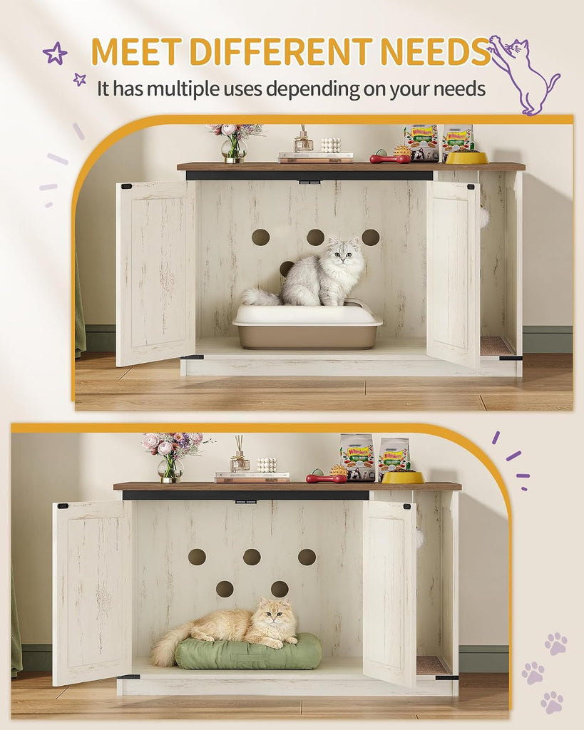 Cat Litter Box Enclosure, Hidden Litter Box Cabinet Furniture
