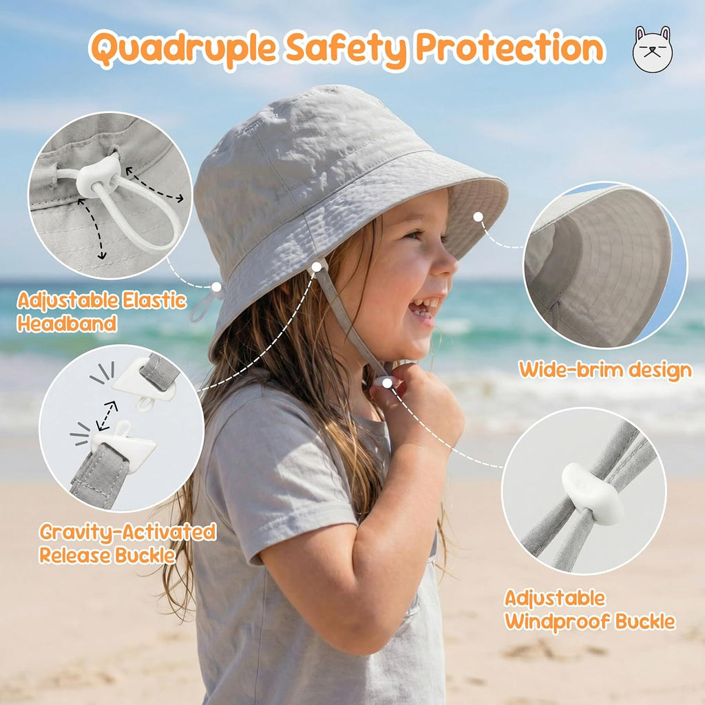 Baby Sun Hat UPF 50+ Animal Pattern Toddler Bucket Hat for Boys Girl