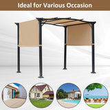 8' x 10' Retractable Pergola Canopy Steel Frame Polyester Fabric Gazebo with Retractable Canopy Shade Awning