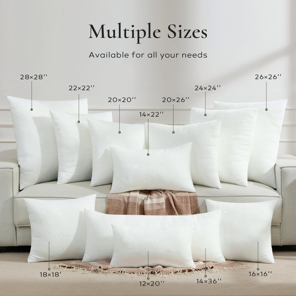 Throw Pillow Inserts 28 x 28 Inches Set of 4, Indoor Decorative Pillows, Soft and Firm Pillows with Air Layer, Square