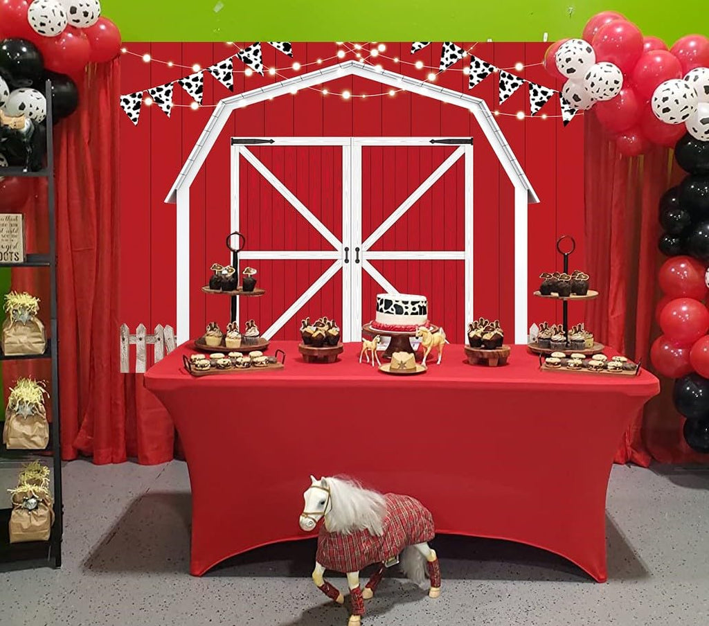 Red Barn Door Wooden Farmhouse Backdrop 10×8FT