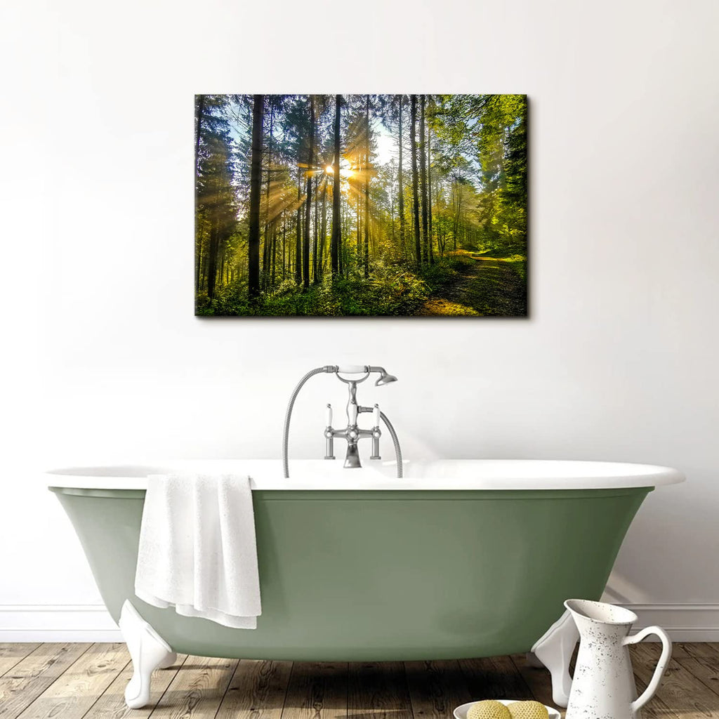 Sunrise Forest Wall Art Nature Mountain Wall Decor 24x36"