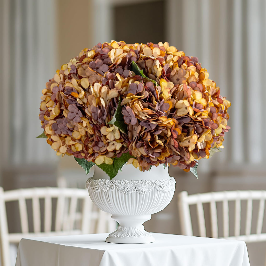 10 Pcs Faux Silk with Stems - Fall Hydrangeas Artificial Silk Flower Fall Winter Artificial Bouquet for Wedding