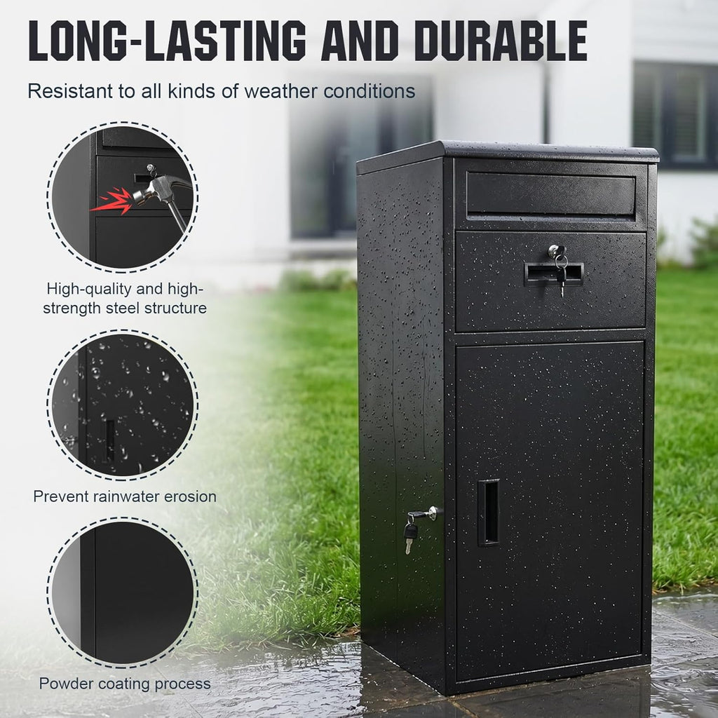 Extra Large Outdoor Package Delivery Box 40"x20"x20" Lockable Waterproof Anti-Theft Parcel Drop Box Secure Package