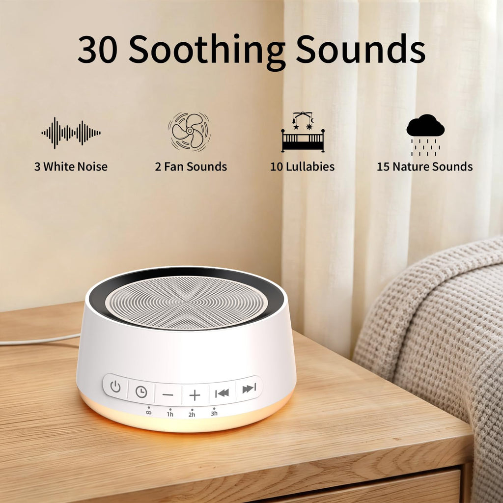 Sound Machine Night Light White Noise Machine with 30 Sounds, 12 Colors Night Light Sleep Machine for Baby Kids Adults Brown