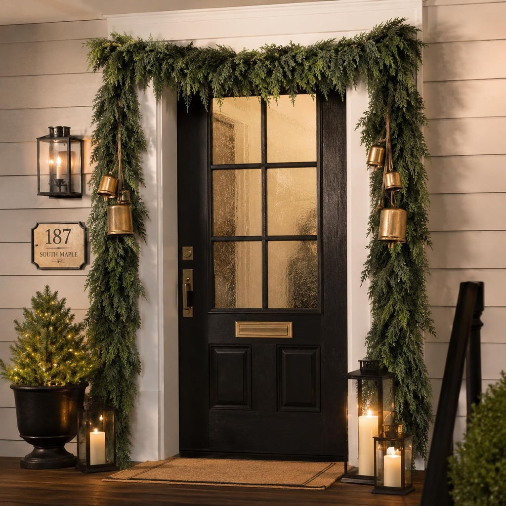 9FT Christmas Cedar Garland Deluxe Real Touch Greenery for Mantle Decor