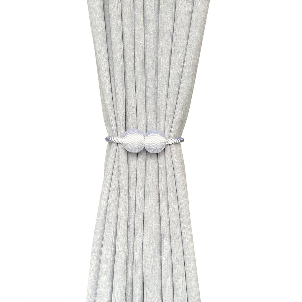 Magnetic Curtain Tiebacks, Decorative Curtain Holdbacks for Window Décor (White) - 4 Pack