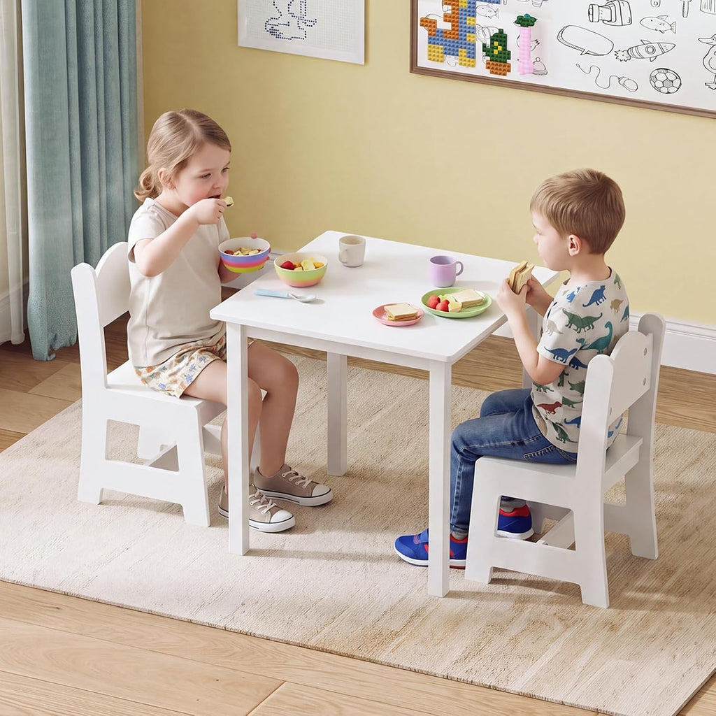 Kids Table and Chairs, Toddler Table and Chair Set for Ages 1-3, Wooden Activity Table with Chairs, Perfect for Arts