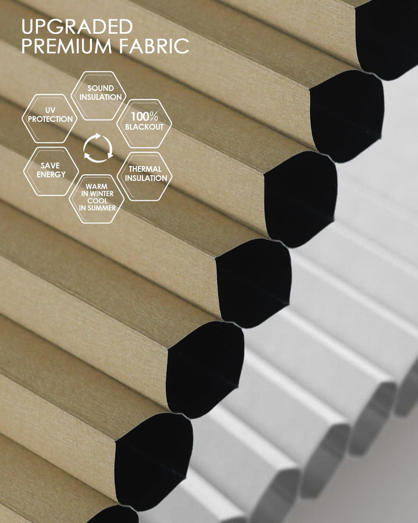 Motorized Cellular Shades, Custom, Blackout, Light Coffee