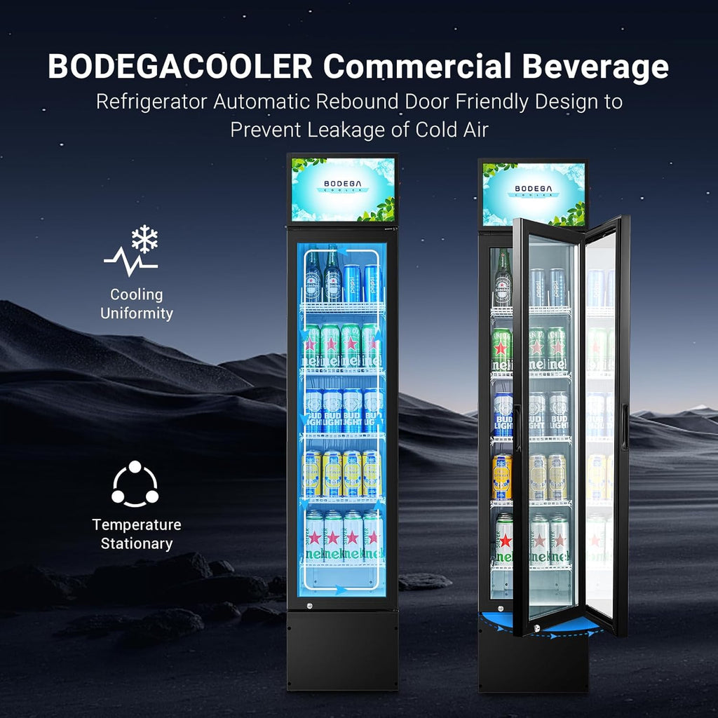 BODEGACOOLER Commercial Merchandiser Refrigerator, 5.7 Cu.Ft Single Swing Glass 