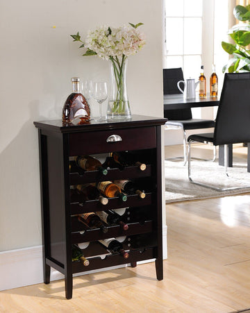 Wood Buffet Wine Rack Cabinet with Drawer, Dark Cherry
