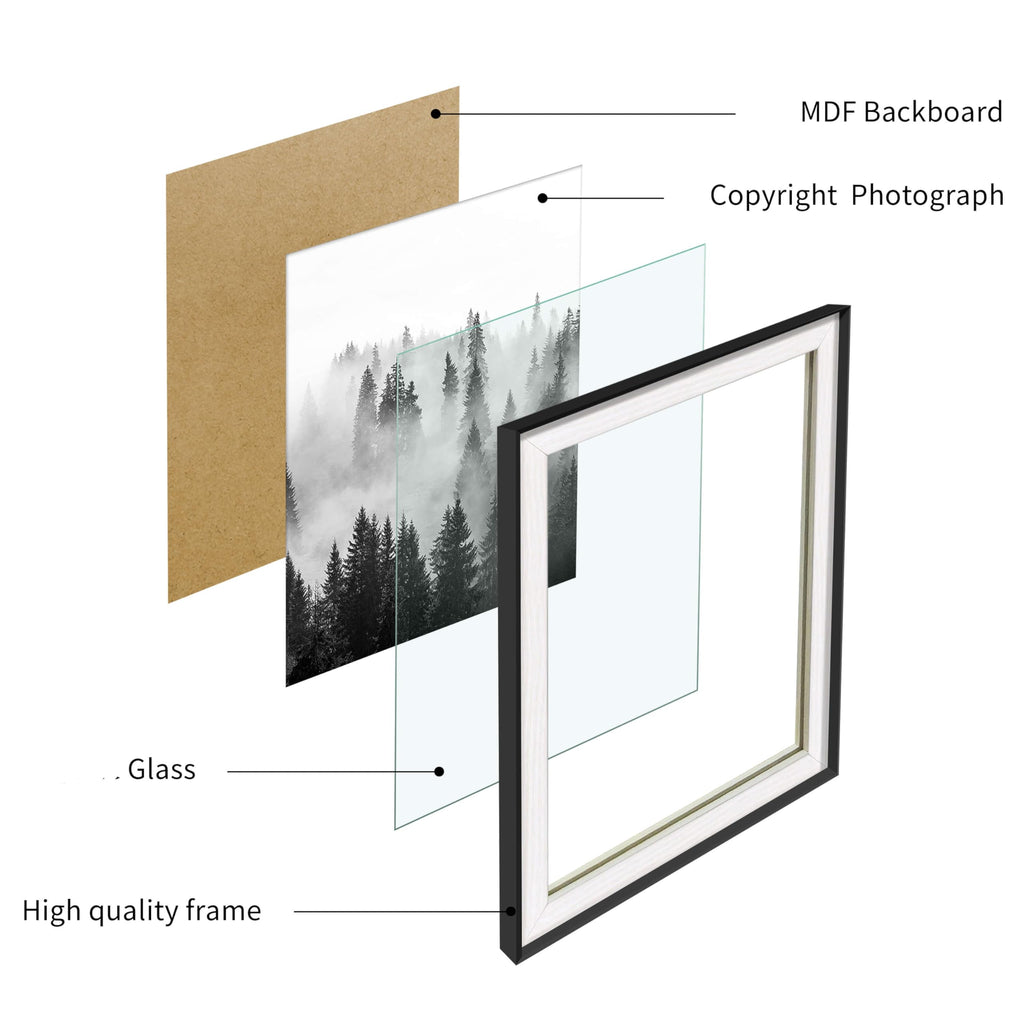 3 PCS Black White Natural Misty Mountain Gallery Framed Wall Art
