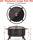 36 Inch Fire Pits for Outside Large Outdoor Wood Burning Crossweave firepit Heavy Duty Steel Bronze Bonfire Pit for Patio Backyard Garden with BBQ - Image 6