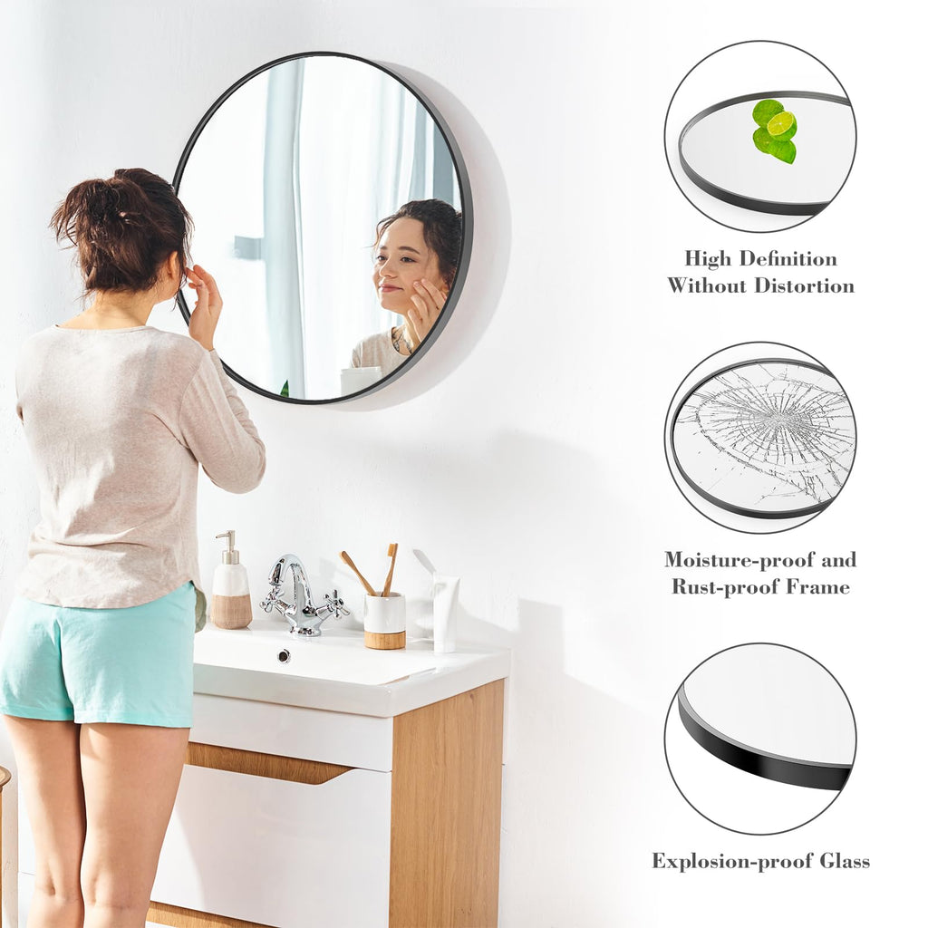 30 Inch Round Wall Mirror, Bathroom Mirror for Over Sink
