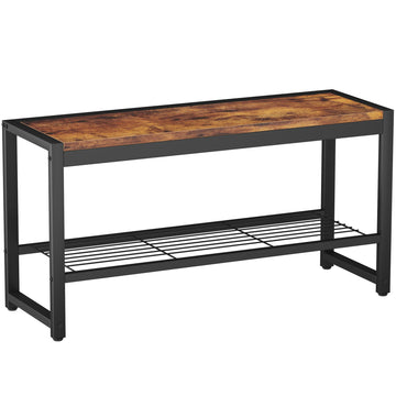 Shoe Bench, Modern Industrial Shoe Storage Bench, Entryway Bench with Mesh Shelf and Sturdy Metal Frame, Metal Shoe