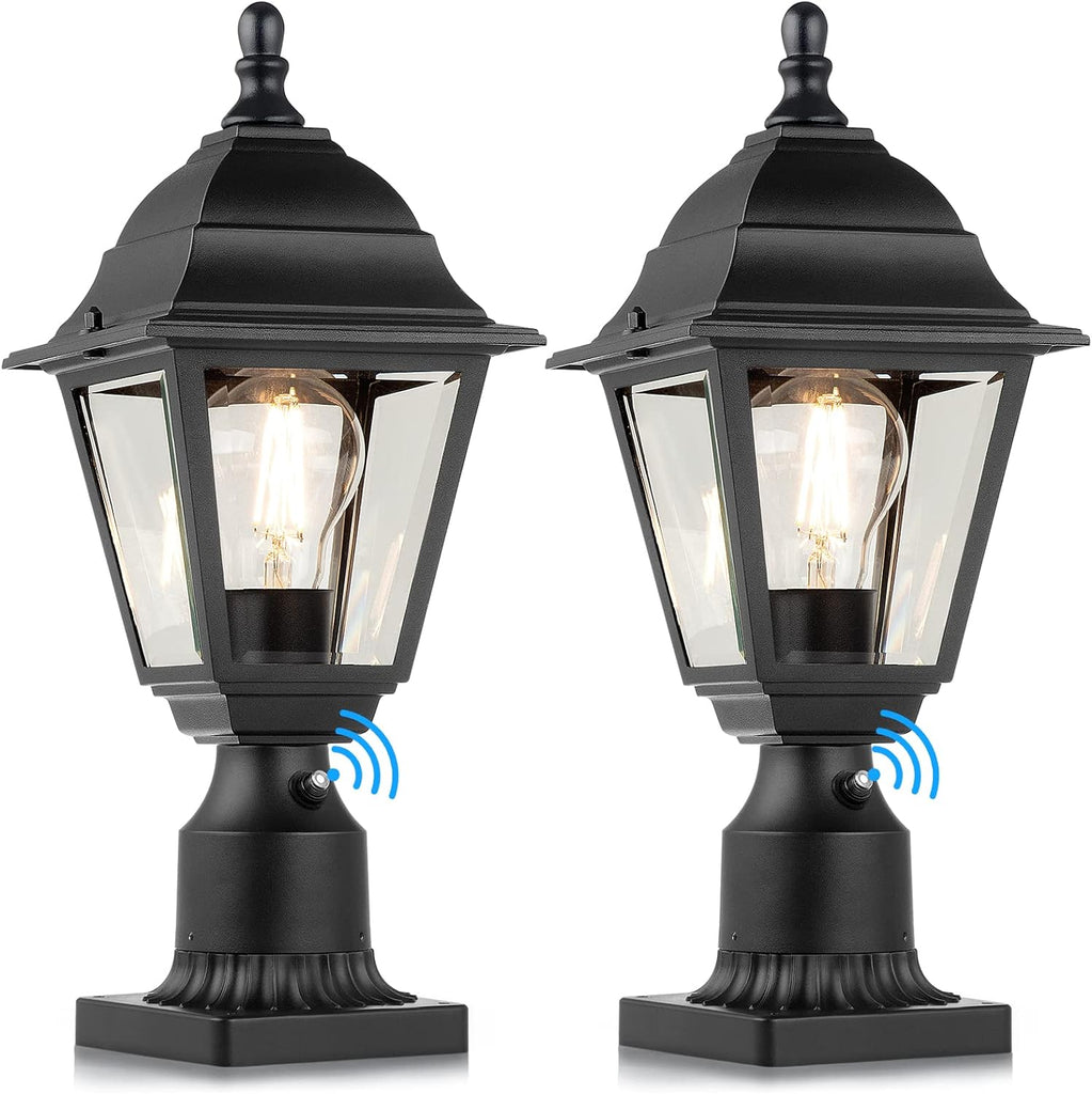 Dusk to Dawn Outdoor Post Lights, 2-Pack Waterproof Outside Post Lamps with Pier Mount