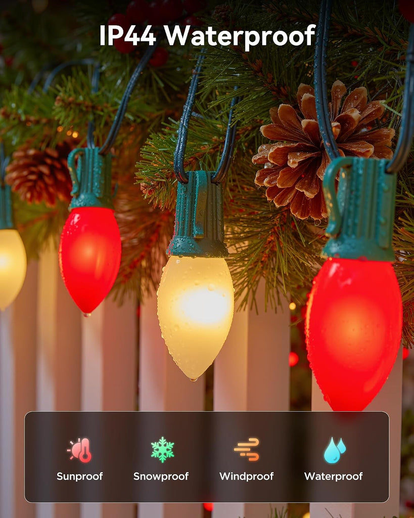 Commercial 500 FT C9/E17 Christmas Light Sockets Set Spool, UL Listed C9 Sockets Patio String Lights C9 Strands - 12"