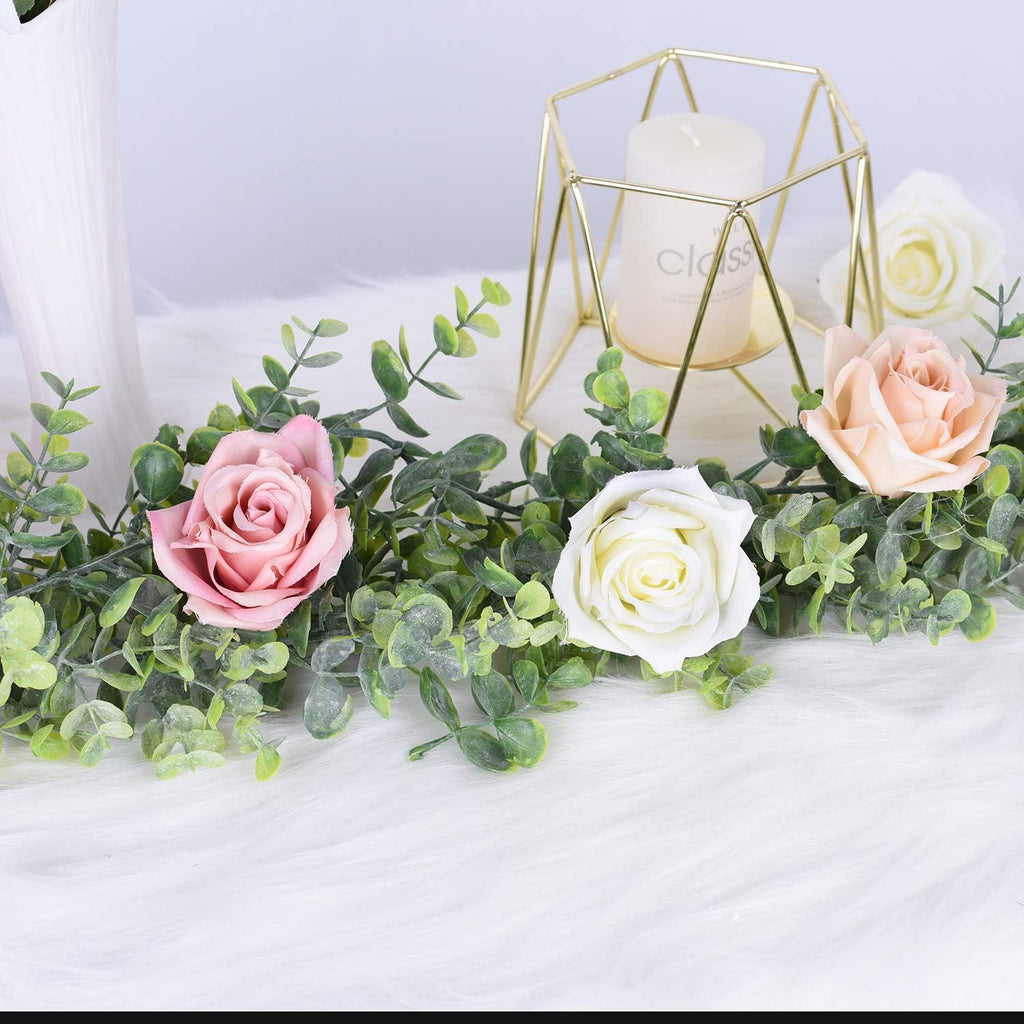 Faux Eucalyptus Garland Plant, Artificial Vines Hanging Eucalyptus Leaves Greenery Garland for Wedding - Set of 6