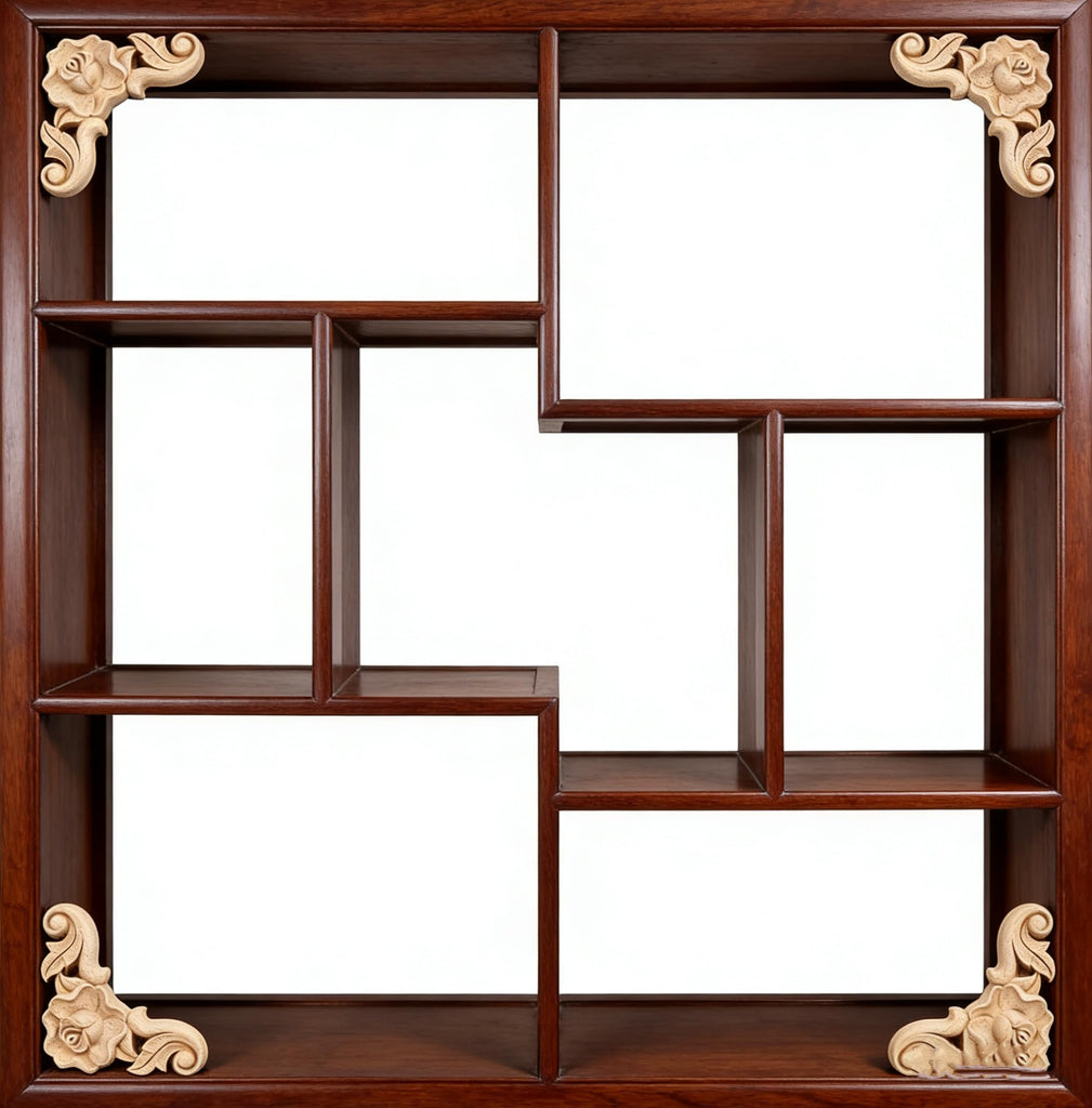 8PCS Unfinished Wood Rosettes Appliques Onlay Furniture Onlay Corner Decoration (Dia-6cm/2.36"), Unpainted Corner