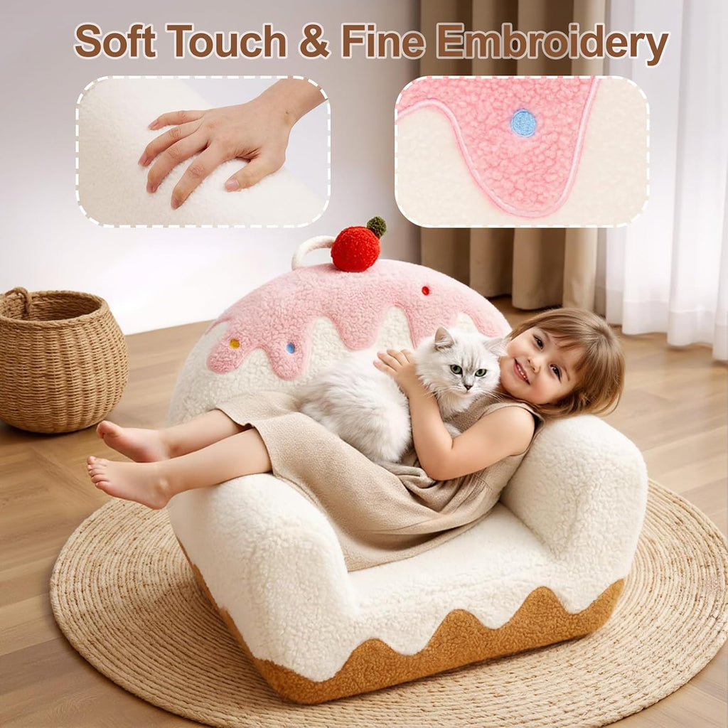 Kids Chair Comfy for Girls 1-6 Years Old, Soft Sherpa Toddler Sofa