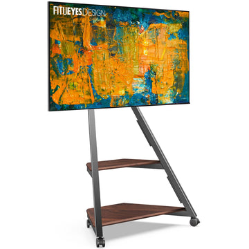 Corner TV Stand for 32-65 Inch TVs with Cable Management, Walnut