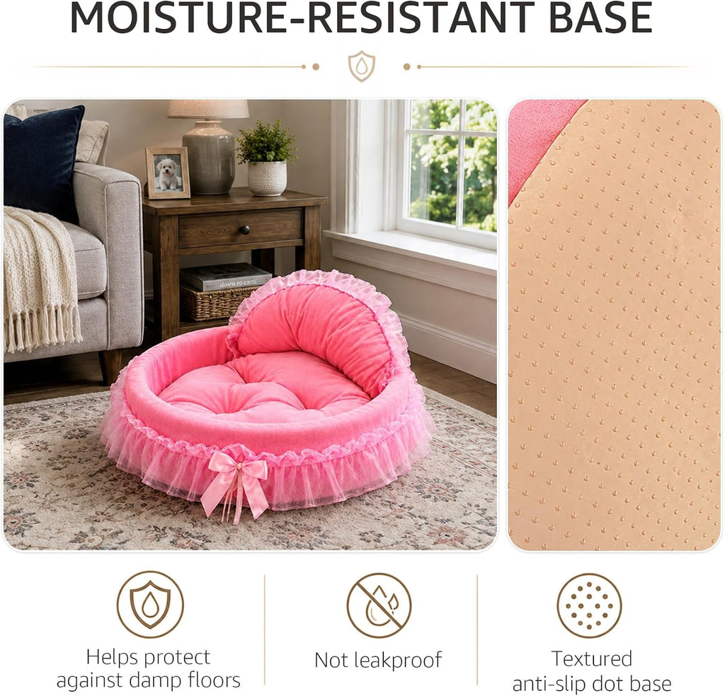 Pink Dog Bed Washable Princess Cat Couch Soft Plush Pet Sofa Nest Mat Snuggle Kitten Puppy Cave Beds Cute Cozy Kitten