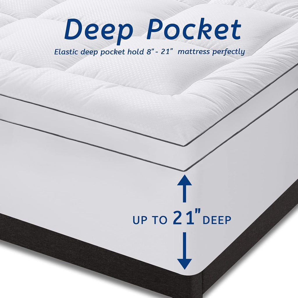 Queen Size Mattress Topper for Back Pain, Cooling Extra Thick Mattress Pad Cover with 8-21 inch Deep Pocket, Plush