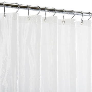 Waterproof Shower Curtain Liner, 4X's Splash Guard Suction Cup Leak Protection, 12 Rust Resistant Copper Grommets, 3