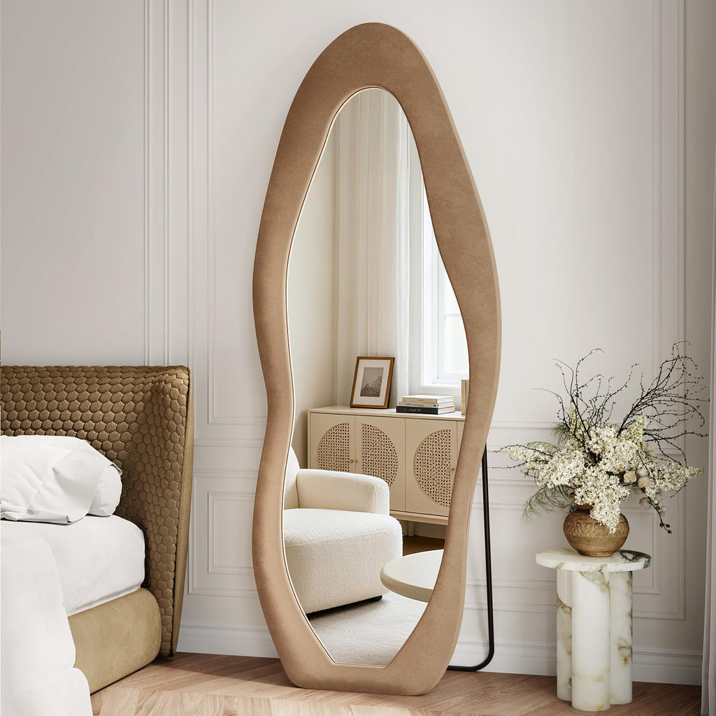 Full Length Mirror, 71"x30" Wavy Full Body Mirror Flannel