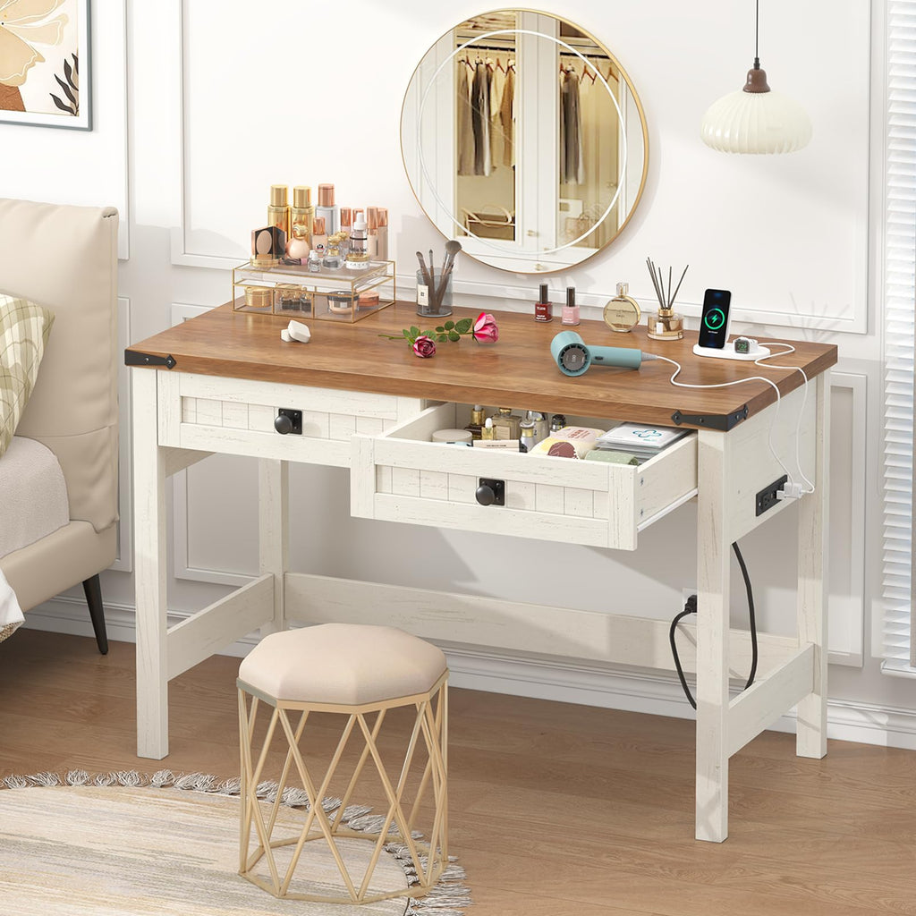 39 Inch Farmhouse Small Computer Desk with Drawers