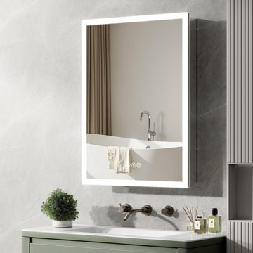 24"x32" Medicine Cabinet Mirror, LED Lighted Medicine Cabinet with Electrical Outlet&USB, Anti-Fog, 3 Colors