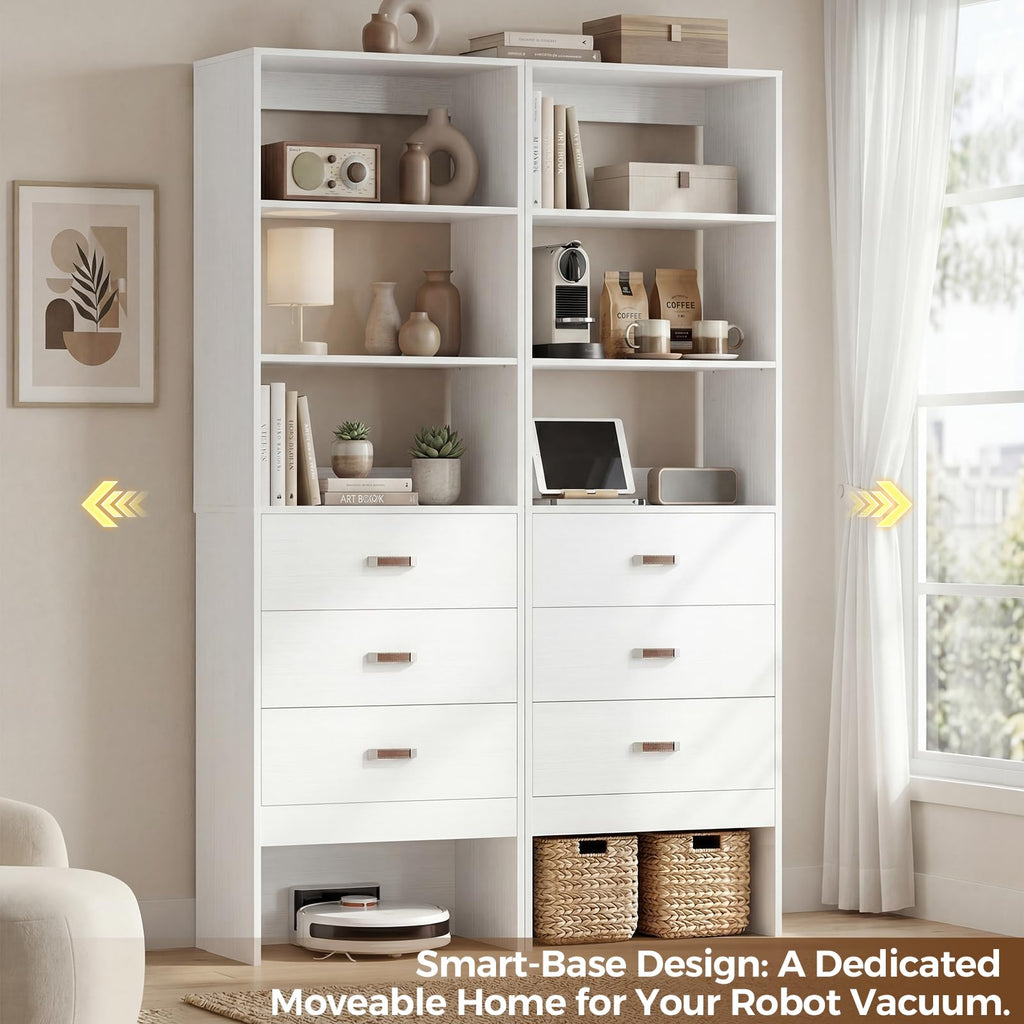 Freestanding 1.8FT Closet System with Leather Handles for Small Space White