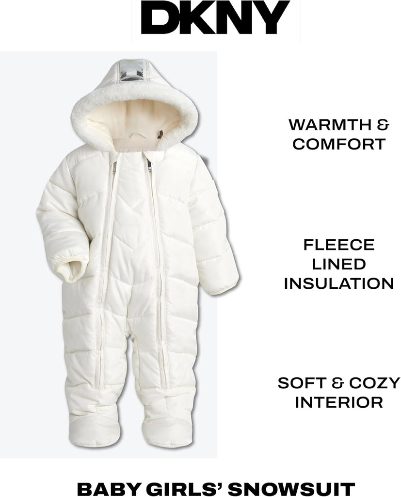 Baby Girls Snowsuit Fleece Lined Hooded Winter Pram Infants Toddlers
