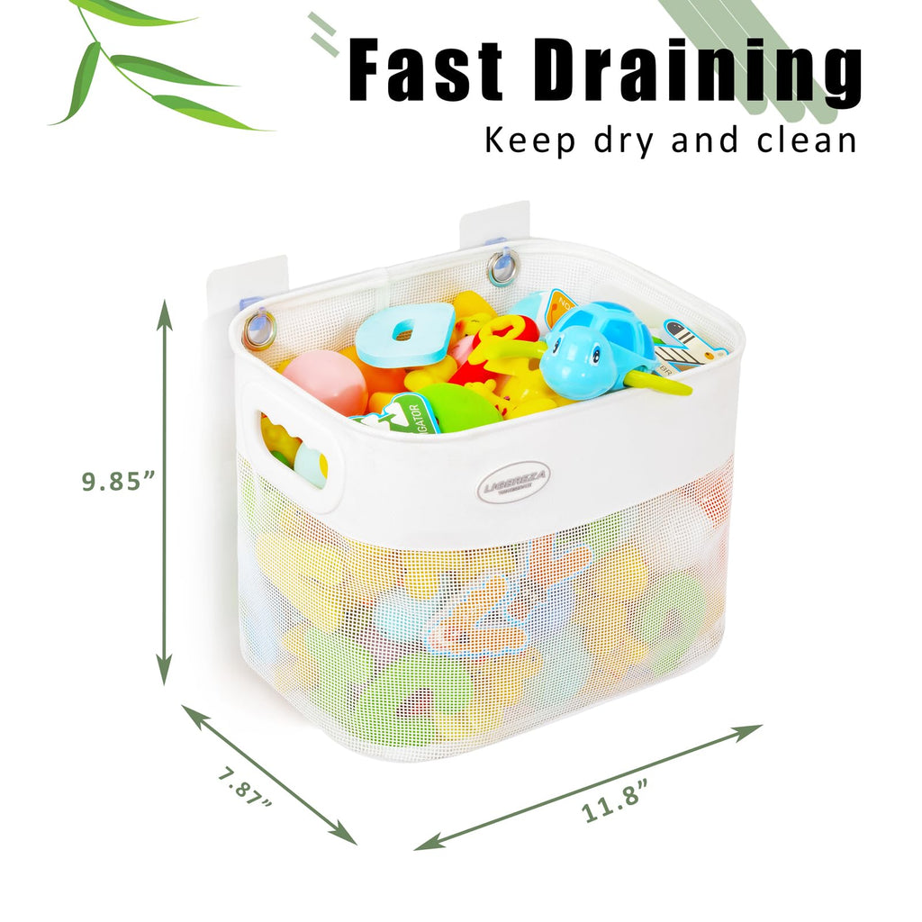 Quick Scoop Baby Mesh Bath Toy Storage, 2x Capacity & Large Opening Bath Toy Organizer Baby Bath Gift Bathtub Toy