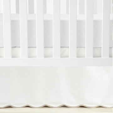Coastal Chic Scalloped Edge Baby Crib Skirt Single 28" W x 52" L +16" Drop Neutral - White Crib Skirt - Baby
