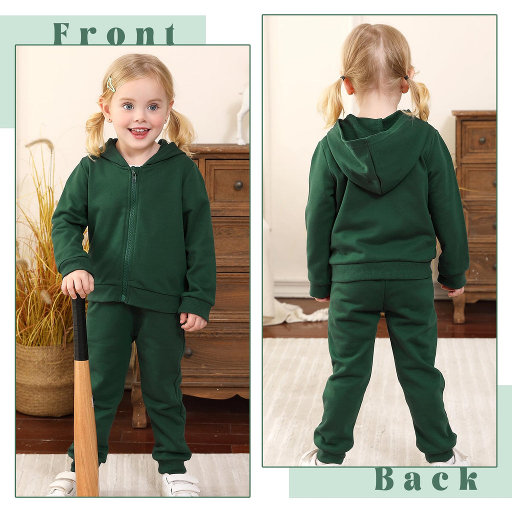 Baby Clothes for Girls Boy Solid Color Zipper Hoodie and Sweatpants Outfits Fall Winter Toddler Sweatsuit (Blackish