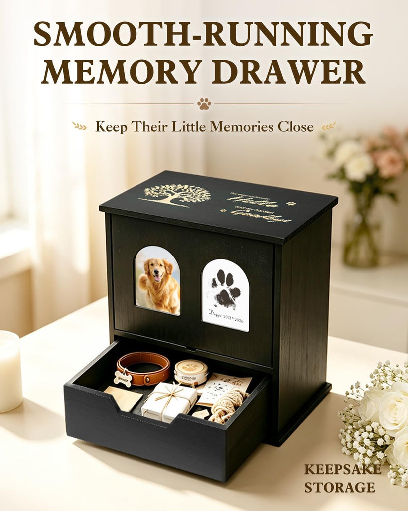 Large Pet Urns for Dog or Cat Ashes with Photo Frame Memorial Keepsake Box