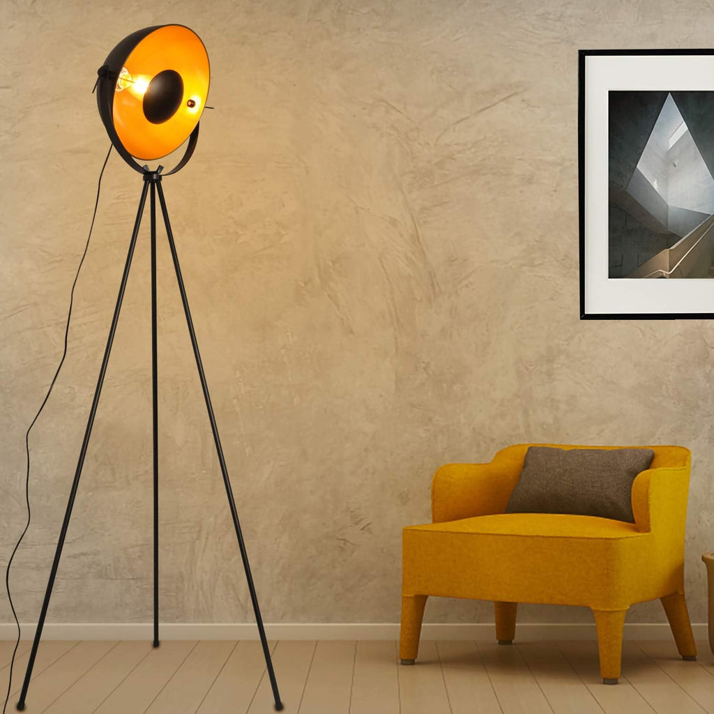Industrial Tripod Floor Lamp, Modern Satellite Tall Standing Lamps Black Gold (No Bulbs)