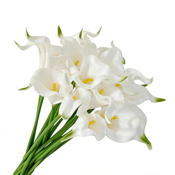 30 Stems Real Touch Calla Lily Artificial Flowers, 15.7in White Faux Calla Lilies with PU Blooms and Bendable Stems