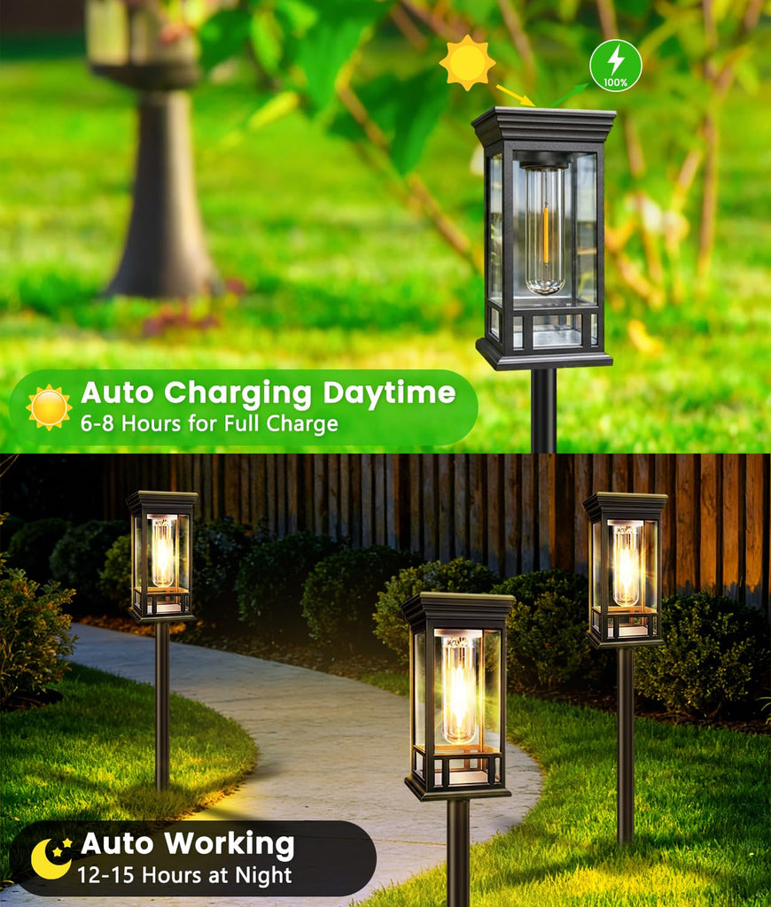 6 Pack Bright Solar Garden Lights, Solar Pathway Lights Outdoor Waterproof