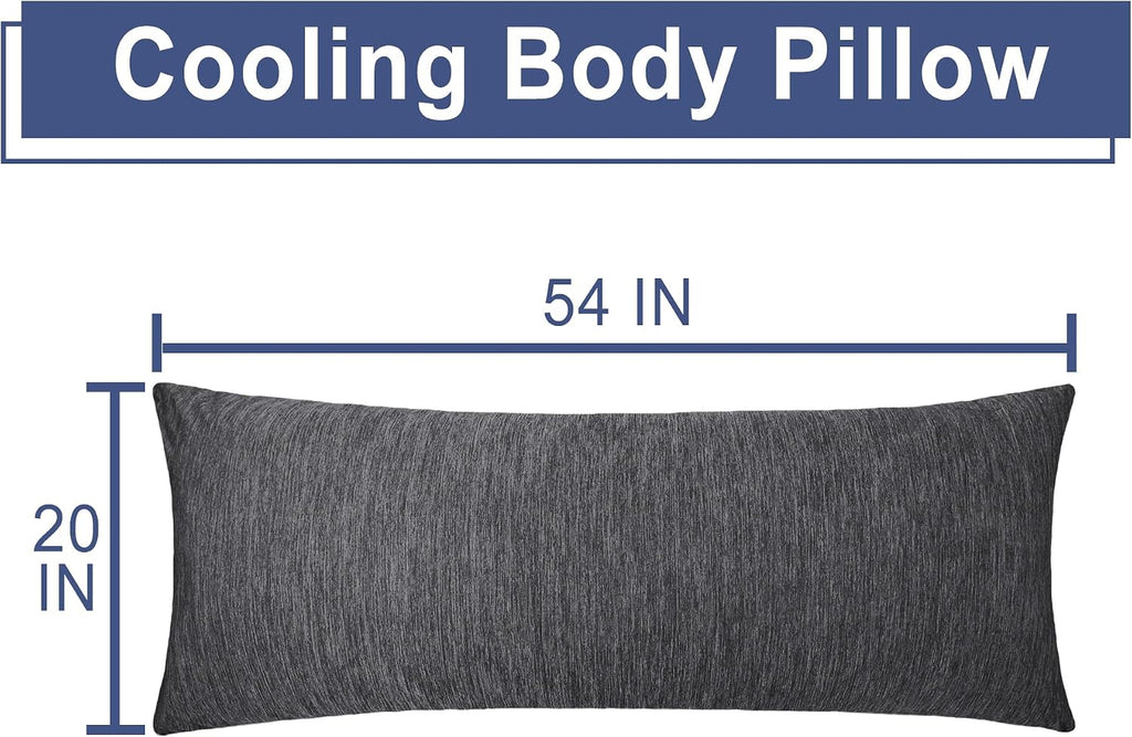 Cooling Body Pillow for Adults, 20x54 Inch Grey - Shredded Memory Foam Body Pillow with Removable & Adjustable