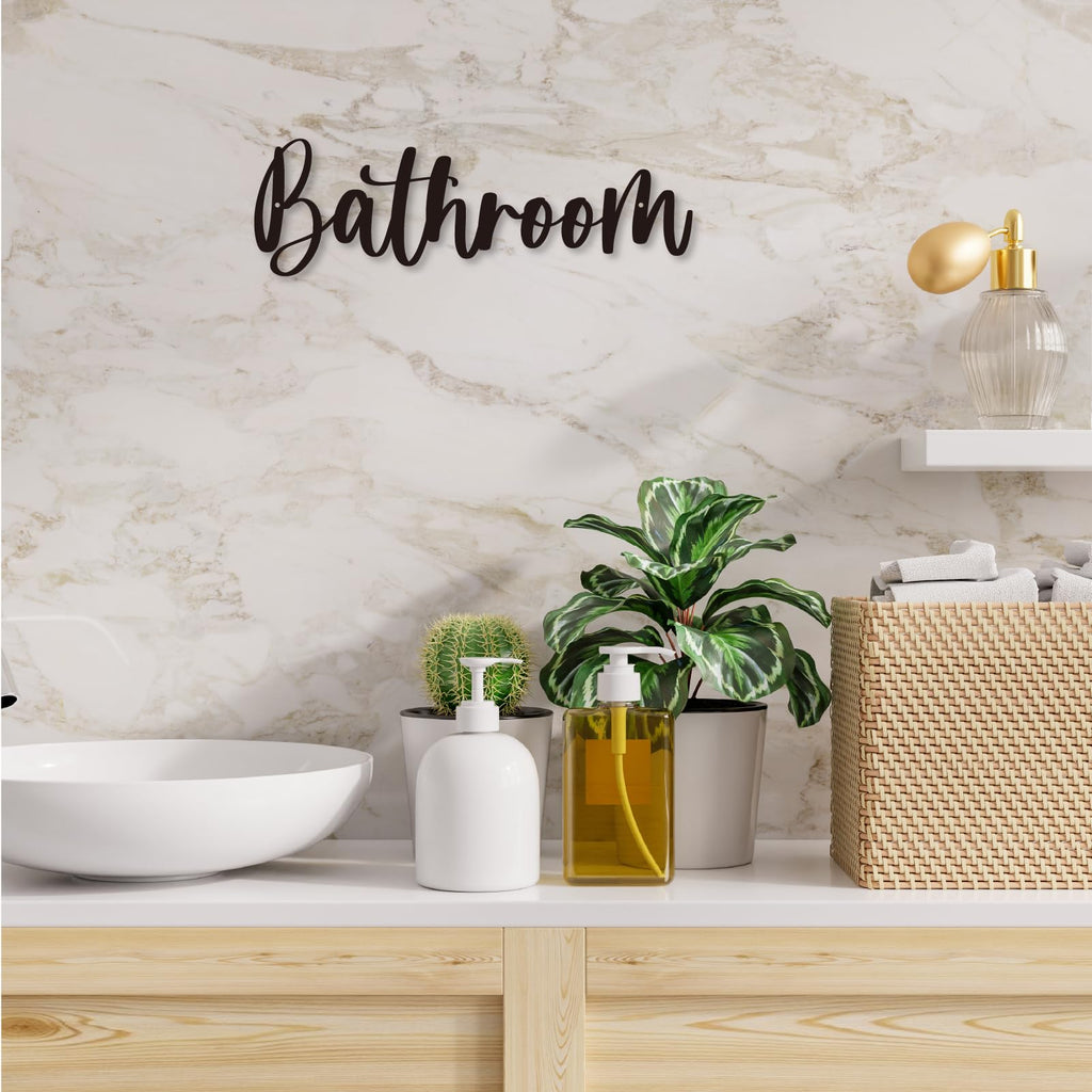 Bathroom Decor Bathroom Metal Sign Plaque Wall Arts Decorations Cutout Farmhouse Sign Dressing Room (28 inches)