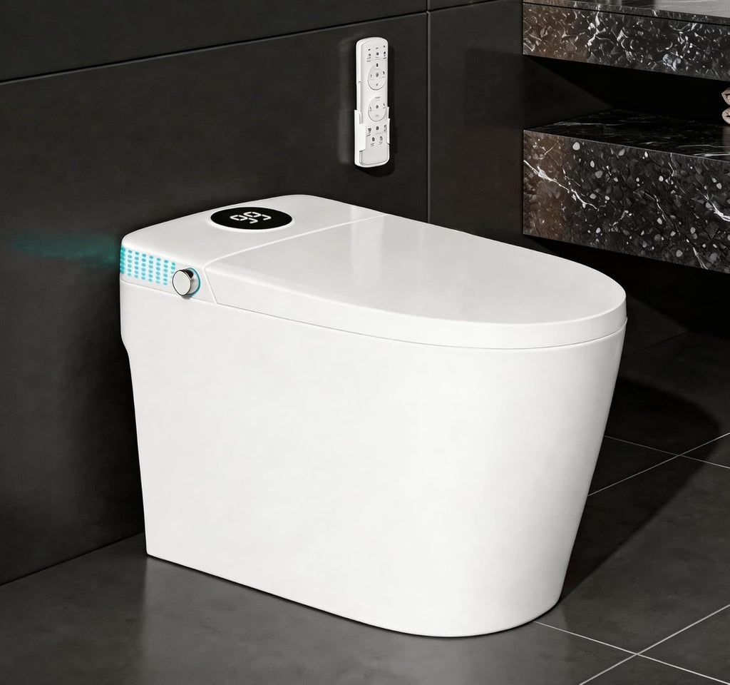 Tankless Smart Toilet with Integrated Bidet, One Piece Elongated Intelligent Toilet with Heated Seat & Child Mode