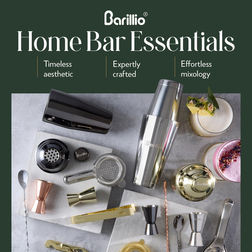 Bartender Kit - Stainless-Steel Cocktail Shaker Set w/Bamboo Stand - Mixology Bar Tools w/Drink Shaker, Mixer Spoon &