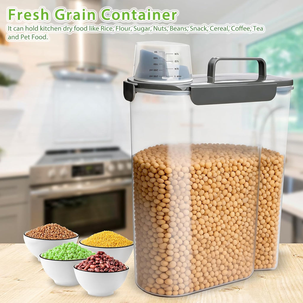 Rice Storage Container, 15 to 20lb Dry Food Airtight Dispenser, Pet Dog Cat Food Canister, BPA Free Clear Plastic