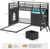 Low Bunk Bed Twin Over Twin with 9 Storage Drawers, L-Shaped Twin Bunk Beds with LED Lights & Play Area