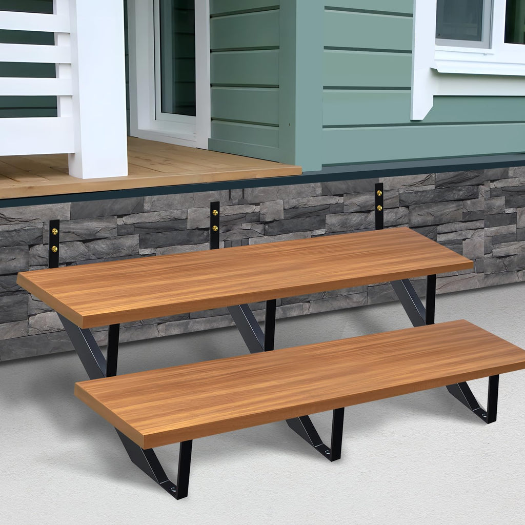 Steel Stair Riser 2 Step, 19.5" H Metal Stair Stringers for Deck