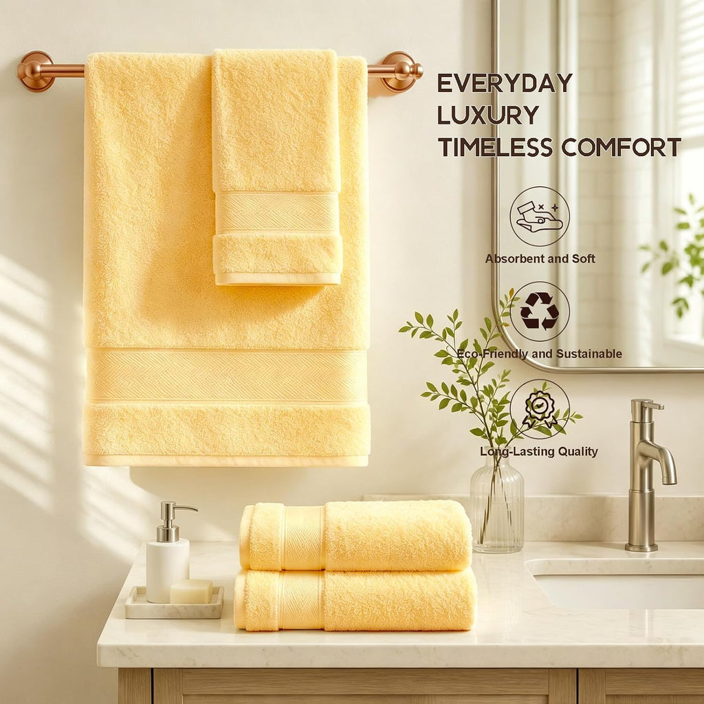Bath Towels Set 6 Piece, 100% Turkish Cotton Luxury Towels | 650GSM Super Soft Highly Absorbent and Quick Dry Durable