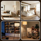 58.3" Mid-Century Tripod Floor Lamp with Shelf, Hidden Wiring, RGB Dimmable Bulb Included, Remote & App Control