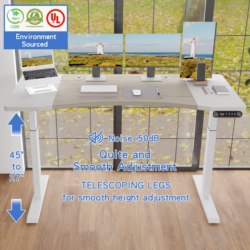 Dual Motor 63x30 Height Adjustable Electric Standing Desk, Height Stand Up Computer Desk, Sit and Stand Home Office